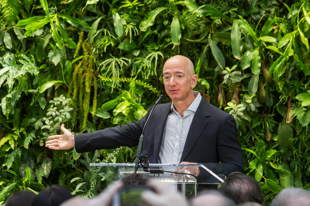Jeff Bezos at Amazon Spheres Grand Opening at Seattle, Washington (USA) on January 29, 2018