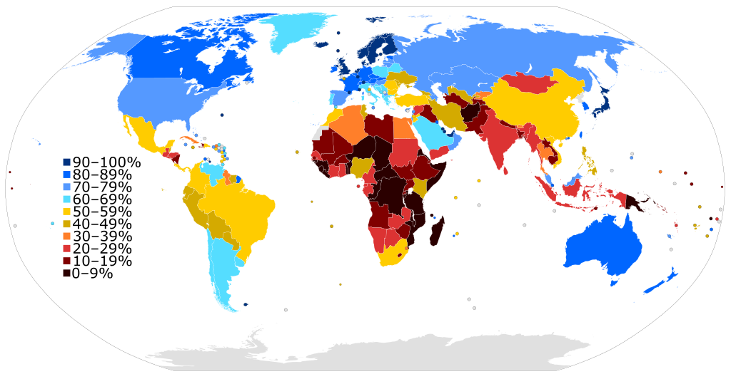 Internet users in 2013 as a percentage of a country's population