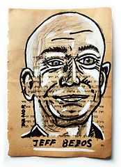 Jeff Bezos Portrait Painting Collage By Danor Shtruzman