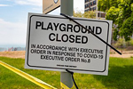 COVID-related closure sign, Hartigan Beach Park, Chicago, Illinois. Paul R. Burley.