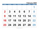 February 2020 courtesy of blank-calendar.com