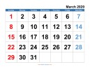 March 2020 courtesy of blank-calendar.com