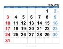 May 2020 courtesy of blank-calendar.com