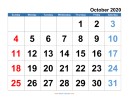 October 2020 courtesy of blank-calendar.com