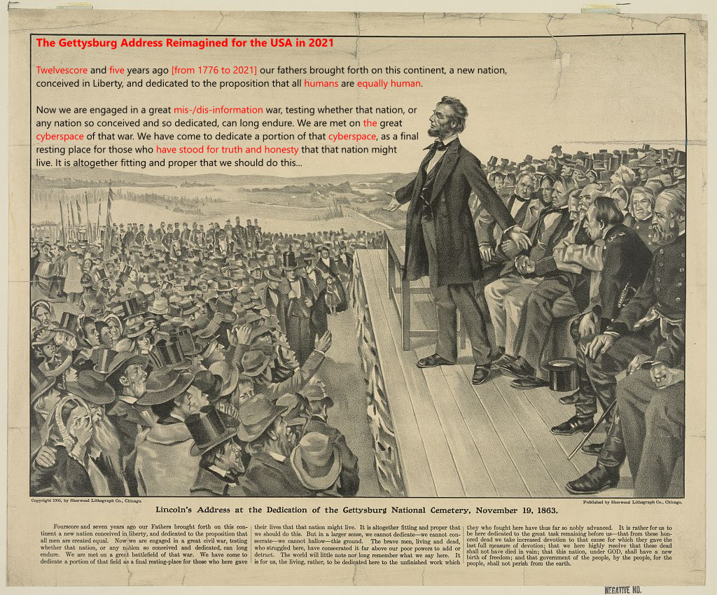 Lincoln's address at the dedication of the Gettysburg National Cemetery. Pennsylvania Gettysburg, ca. 1905. Chicago: Sherwood Lithograph Co. Photograph. https://www.loc.gov/item/2003674448/.