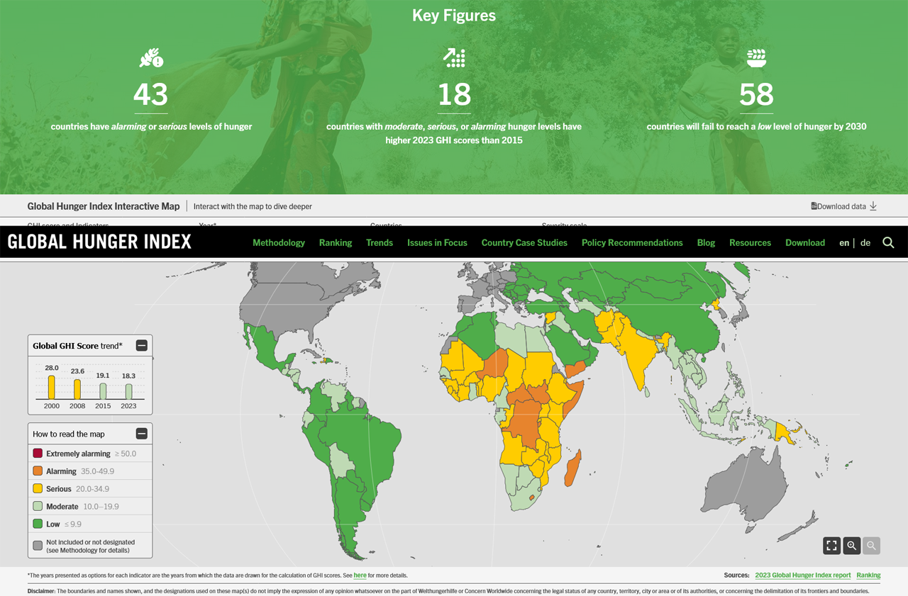 Global Hunger Index (GHI) - peer-reviewed annual publication designed to comprehensively measure and track hunger at the global, regional, and country levels | globalhungerindex.org