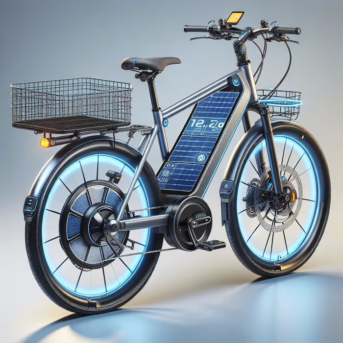 Futuristic Electric Bicycle with Advanced Features | Easy-Peasy.AI | Created on 2/7/2024 using DALL-E 3 model